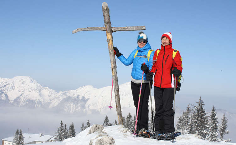 Gipfelkreuz Predigtstuhl Schneeschuhwandern