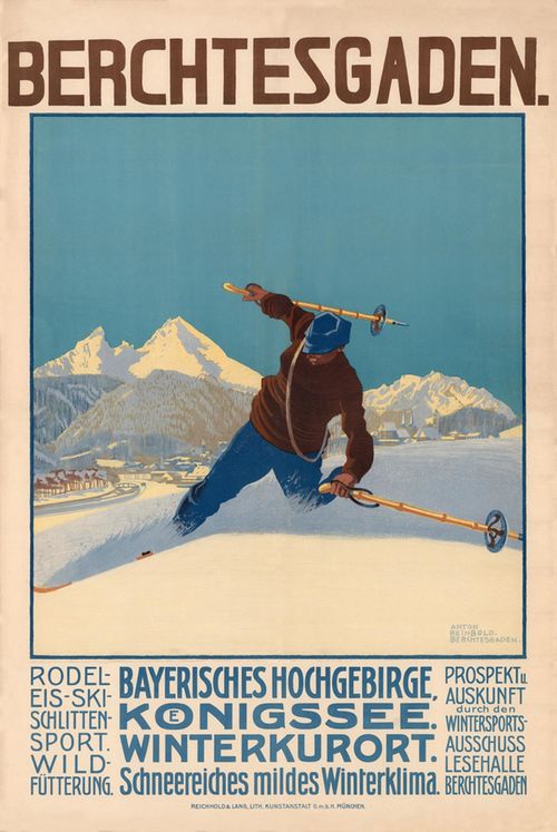 Historisches Plakat Skifahrer Watzmann 1